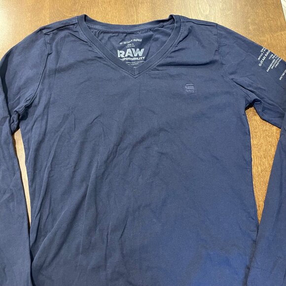 G-Star Raw Long Sleeve Tee Women's Size Small V Neck T-Shirt Cradle to Cradle - Picture 7 of 8